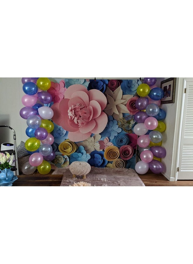 RUYI خلفية زهور ورقية زهور ملونة خلفية جدارية تصوير بالورق أسلوب جميل زهور زرقاء وردية تزيين حفلات عيد ميلاد النساء والفتيات props تصوير البورتريه (7X5Ft) - Image 3