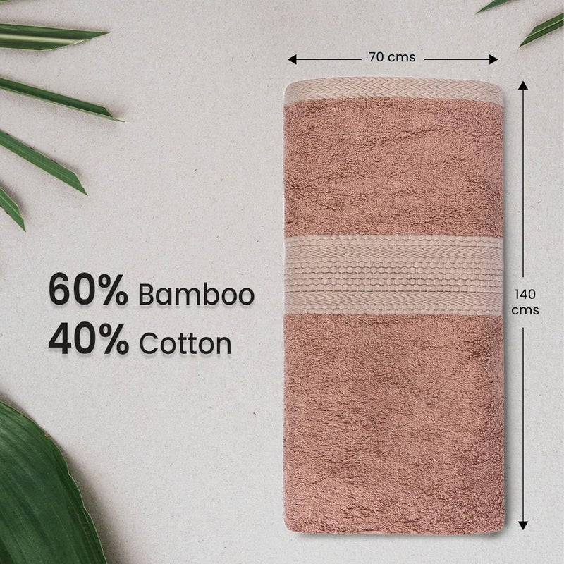 BePlush Bamboo Towels for Bath Ultra Soft Highly Absorbent Quick Dry Anti Bacterial Bamboo Bath Towel for Men Women 450 GSM 27 x 55 Inches 2 Rust Grey - Image 2