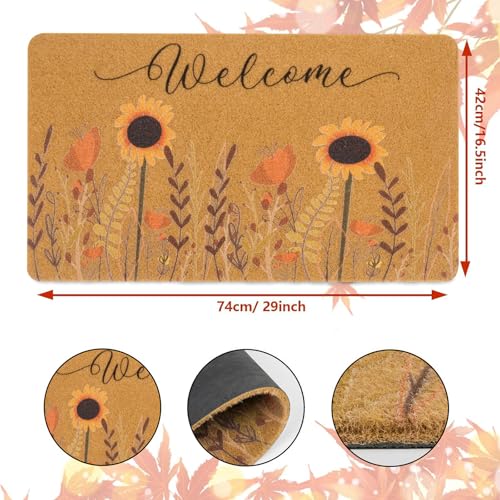XuoAz Fall Front Door Welcome Doormat Natural Coir Non Slip Door Mat Porch Dcor for Outdoor Indoor Use 17 x 29 - Image 3