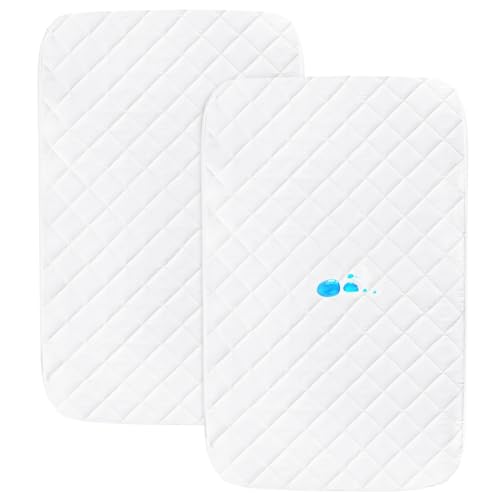 Coldwind Bassinet Mattress Pad Cover Fit for AirClubAMKE 3 in 1HARPPATCBunnyMiClassic and Milliard Bedside Sleeper Waterproof Bassinet Mattress Protector Quilted Bassinet Sheets 21 x 35 2 Pack - Image 1