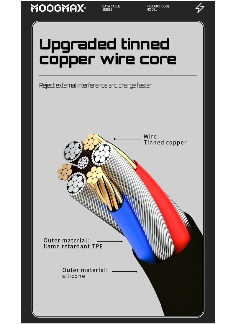 MOOGMAX Type-C to Type-C Cable made of soft and strong silicon and digital display of charging watt Supports fast charging PD until 60W, 1M length, Compatible with Iphone 15 series, Samsung  and Huawei phones  - Image 4