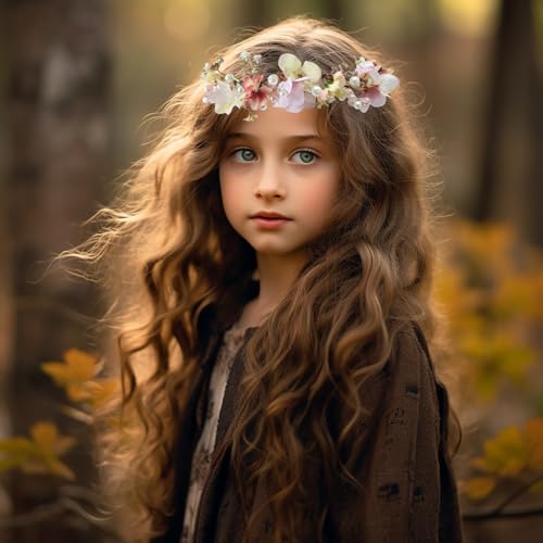 Vivivalue Women Floral Crown Boho Flower Headband Hair Wreath Floral Headpiece Halo with Ribbon Wedding Party Festival Photos - Image 4