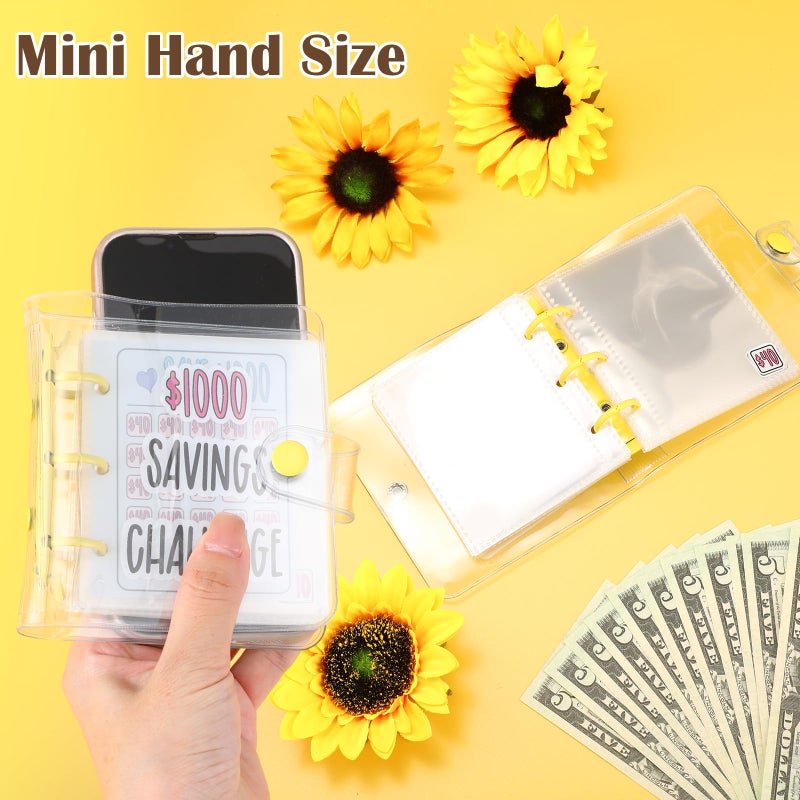 Jetec 1 Pcs 1000 Mini Money Saving Binder Money Saving Challenge Book with Envelopes for Budgeting Cash Planner School Class Christmas Prize Gift (Yellow) - Image 4