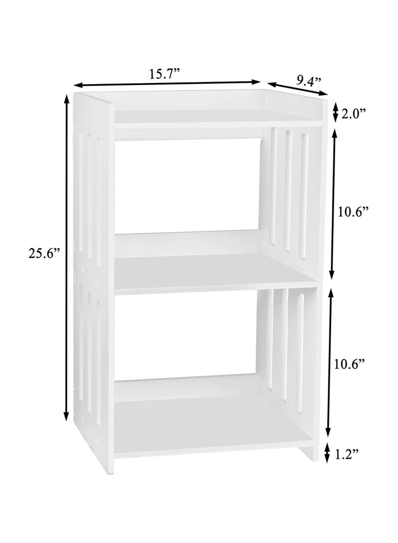 TPGP Bookshelf, Bookcase for Small Spaces, 3 Tier White Book Organizer Storage Display Rack for Kids Room, Living Room, Office, Bedroom, and Bathroom - PVC lightweight - Image 2