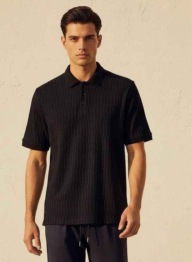 سبلاش فيڤ Men Short Sleeves Jacquard Polo T-shirt