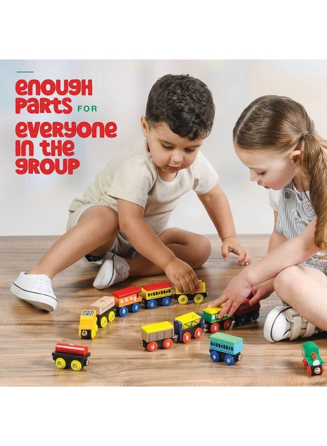 Play22 Wooden Train Set 12 Pcs Train Toys Magnetic Set Includes 3 Engines Toy Train Sets For Kids Toddler Boys And Girls Compatible With All Major Brands Original By Play22 - Image 4