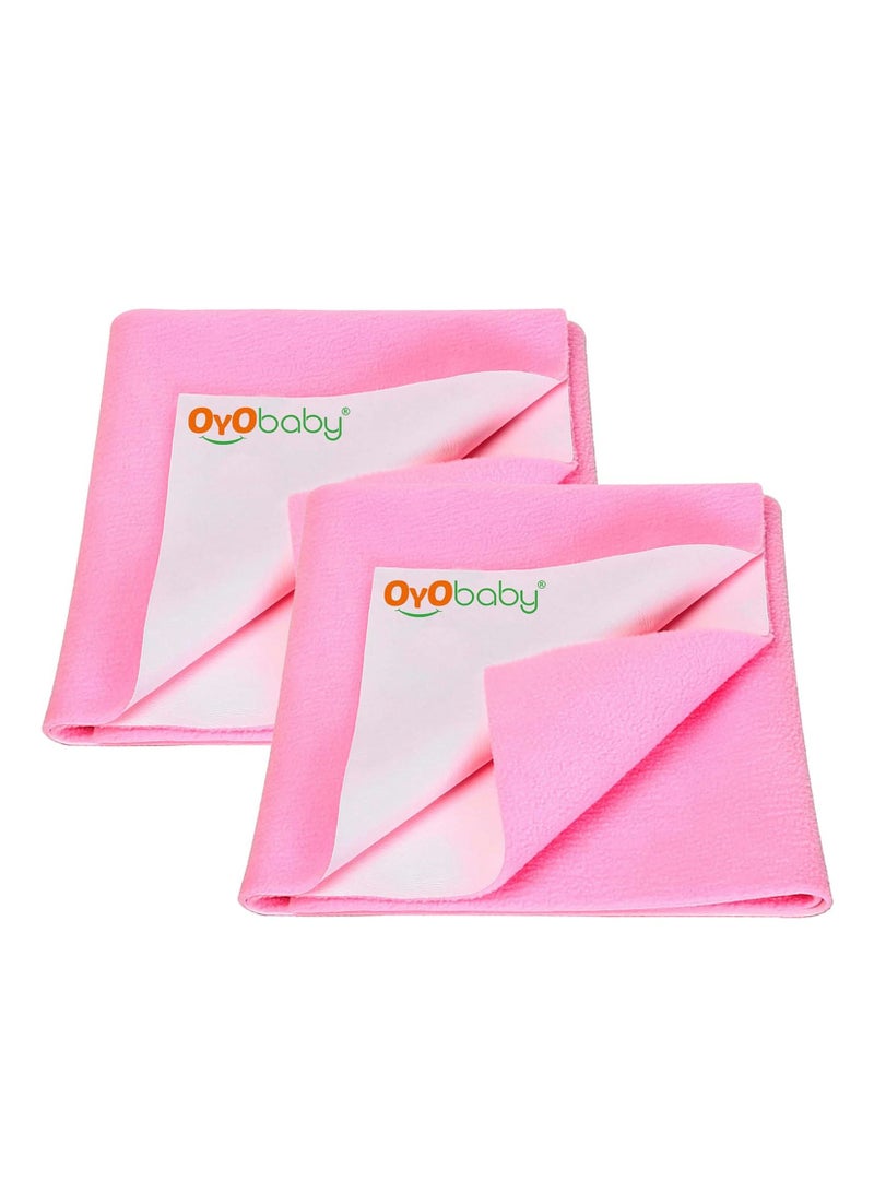 OYO Baby Reusable  Waterproof Dry Sheet for New Toddler Infant Baby | Extra Absorbent Quick Dry  Sheet | Instadry Anti-Piling Fleece Baby Bed Protector Sheet | Pack of 2  (Small - 70 cm x 50 cm),Pink - Image 1
