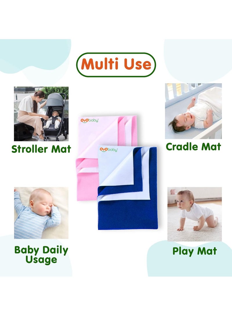 OYO Baby Reusable  Waterproof Dry Sheet for New Toddler Infant Baby | Extra Absorbent Quick Dry  Sheet | Instadry Anti-Piling Fleece Baby Bed Protector Sheet | Pack of 2  (Small - 70 cm x 50 cm),Pink - Image 5