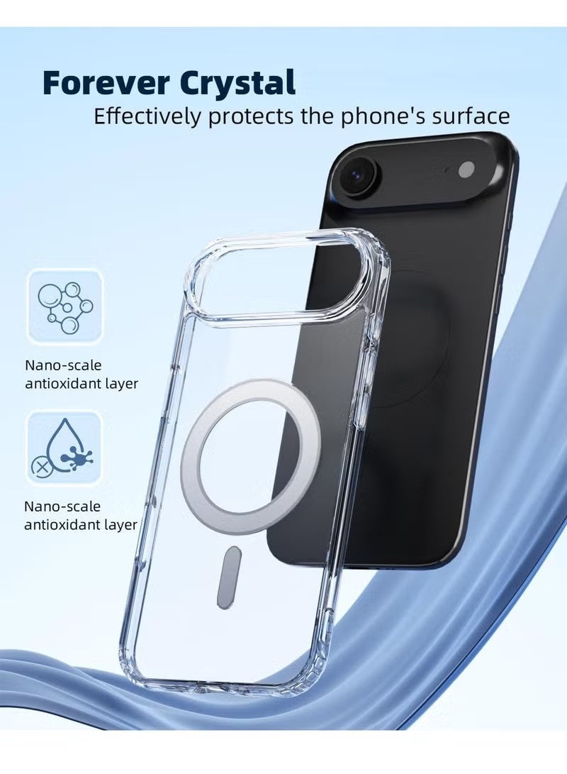 جراب مغناطيسي شفاف لهاتف iPhone 17 Air | مقاوم للاصفرار والخدش | مقاوم للصدمات مع زوايا حماية هوائية | جراب قوي متوافق مع MagSafe - Image 3
