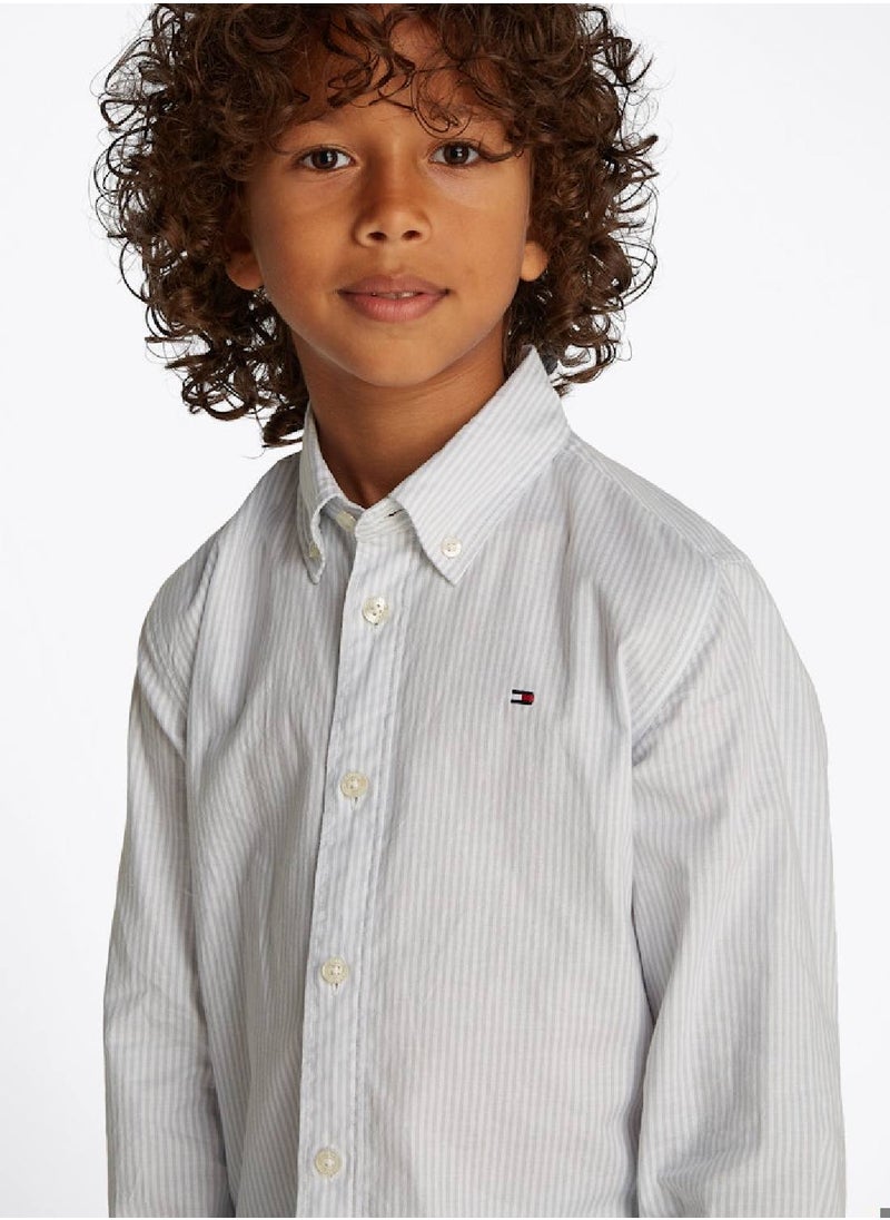 TOMMY HILFIGER Boys' Flex Ithaca Shirt - Cotton, Blue  - Image 3