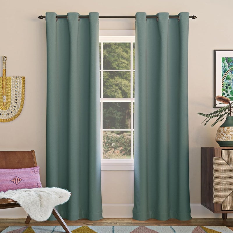 Sun Zero Easton Energy Saving Blackout Grommet Curtain Panel, 40" x 95", Mineral - Image 1