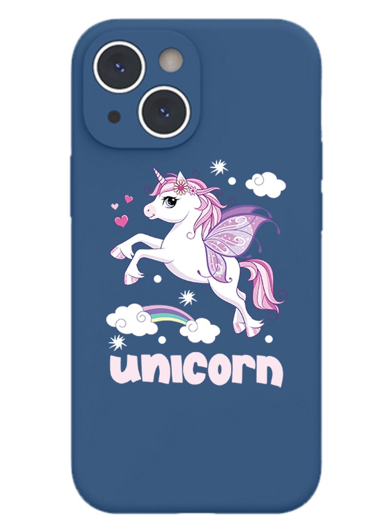 Theodor Protective Slim Fit Case Liquid Silicone Cover with Full Body Protection Anti-Scratch Shockproof Case For iPhone 13 Blue  - Unique-01 - Image 1