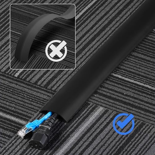 ZhiYo Floor Cord Cover 4ft, Cord Hider Floor Hide Extension Cords, Cable Management Prevent Cable Trips, Floor Cable Cover Wire Covers for Cords, Cable Protector Cord Cavity W0.6in H0.32in Black - Image 4