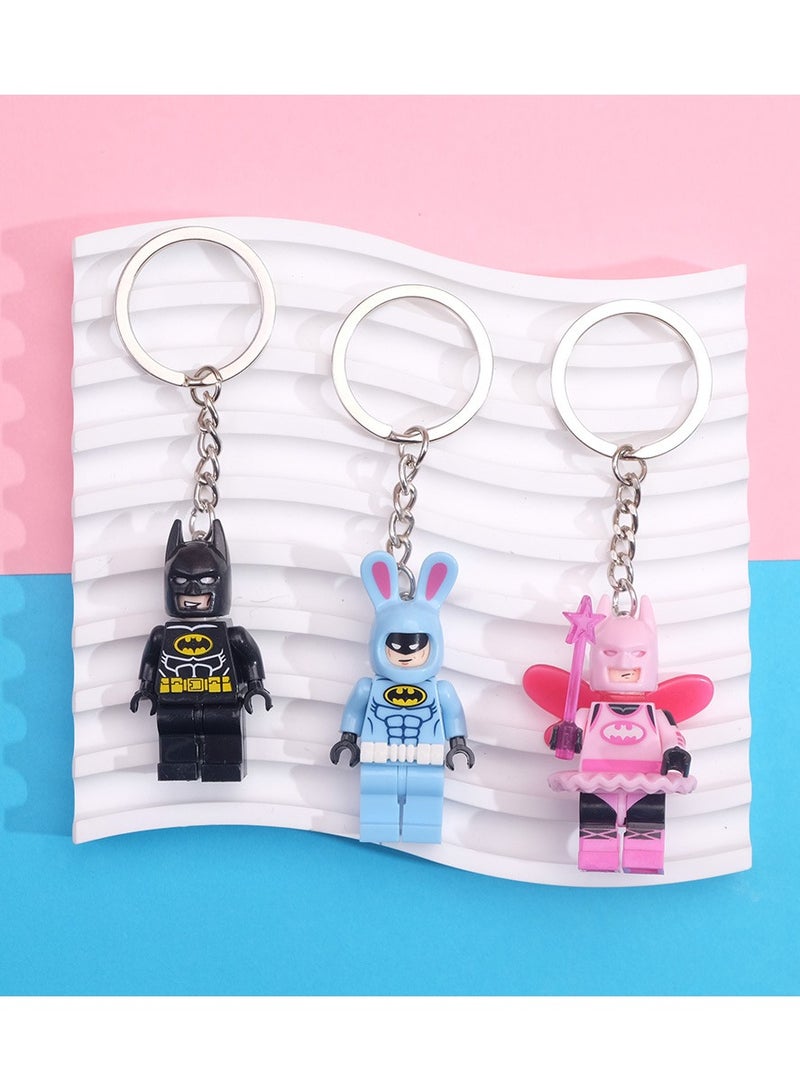 3PCS مبتكرة كتل البناء سلسلة المفاتيح حلقة المفاتيح حلوة سلسلة قلادة كتلة مصغرة لعبة سحر هدية للأطفال أصدقاء الحزب - Image 1