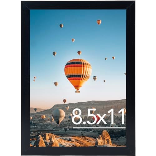 JCJMY 8.5x11 inch Picture Frame Black for Certificate Poster and Photo, Horizontal and Vertical Formats for Wall Hanging or Tabletop, 8.5x11 Frame with Shatter Resistant Plexiglass, Black - Image 1