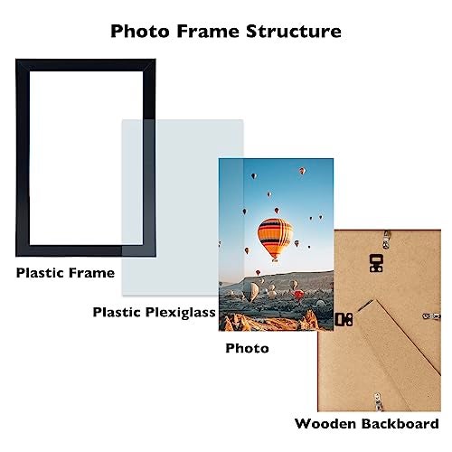 JCJMY 8.5x11 inch Picture Frame Black for Certificate Poster and Photo, Horizontal and Vertical Formats for Wall Hanging or Tabletop, 8.5x11 Frame with Shatter Resistant Plexiglass, Black - Image 2