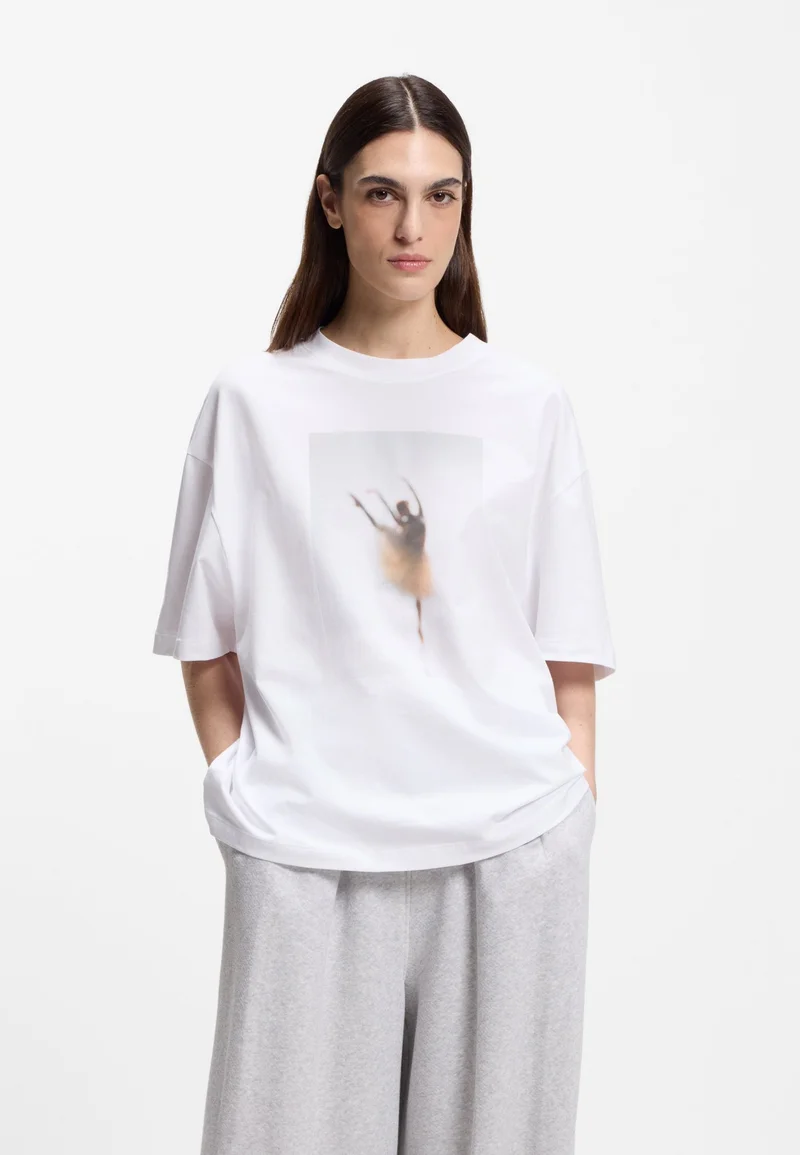 BOSS Stretch-cotton T-shirt with ballet artwork