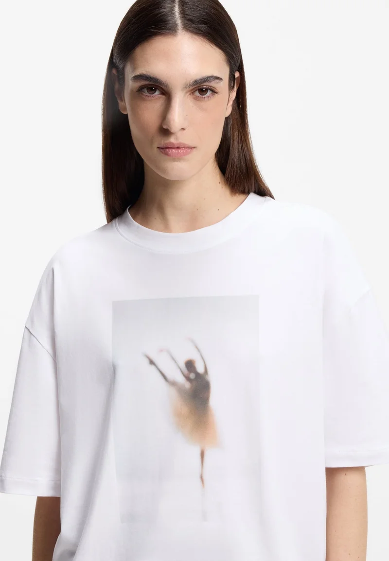 BOSS Stretch-cotton T-shirt with ballet artwork