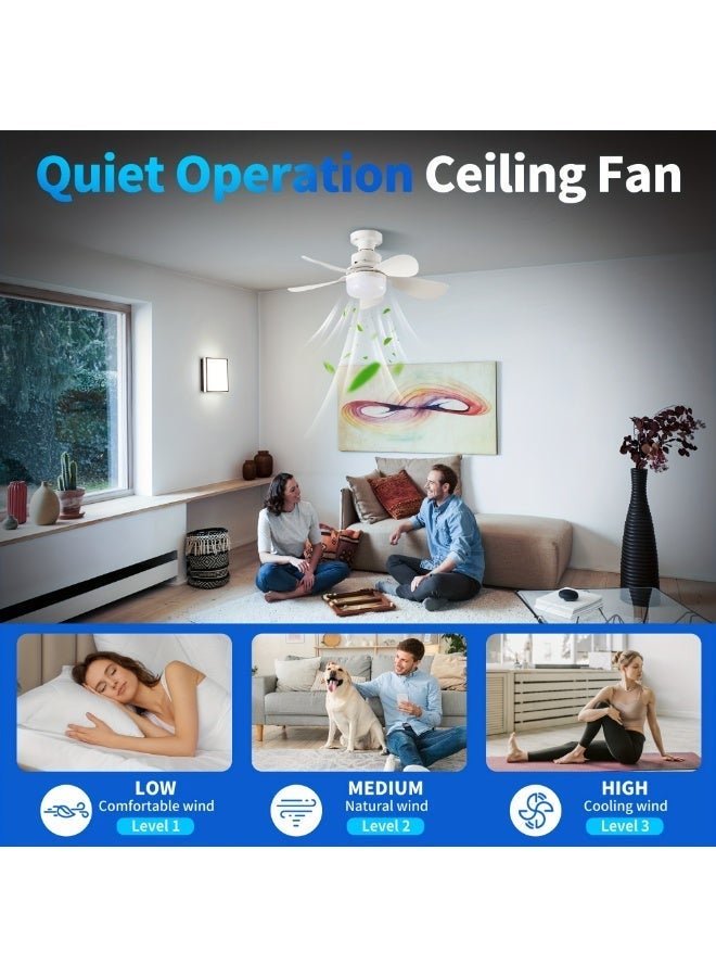 MODI 25W Small Ceiling Fan with Light & Remote | 3-Speed Quiet Fan Lamp Fixture | E27 Socket Easy Install | Adjustable Brightness & 3-Color Ceiling Light Fan for Bedroom, Living Room, Kitchen - Image 1