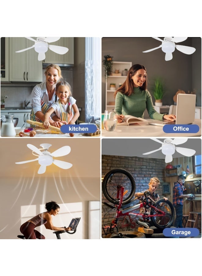 MODI 25W Small Ceiling Fan with Light & Remote | 3-Speed Quiet Fan Lamp Fixture | E27 Socket Easy Install | Adjustable Brightness & 3-Color Ceiling Light Fan for Bedroom, Living Room, Kitchen - Image 2