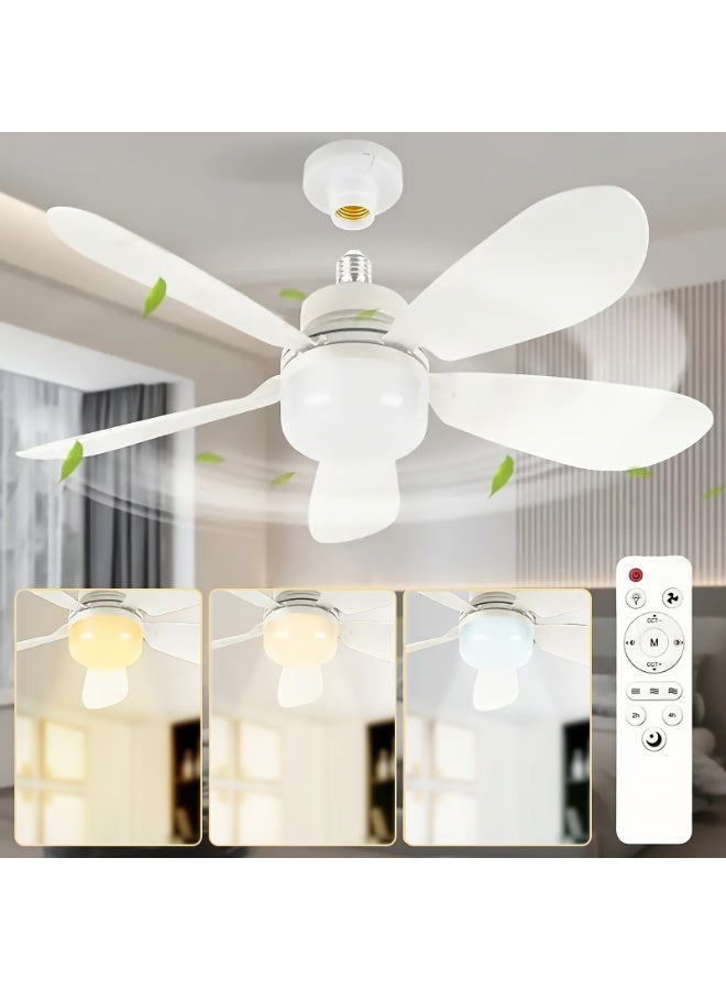 MODI 25W Small Ceiling Fan with Light & Remote | 3-Speed Quiet Fan Lamp Fixture | E27 Socket Easy Install | Adjustable Brightness & 3-Color Ceiling Light Fan for Bedroom, Living Room, Kitchen - Image 3
