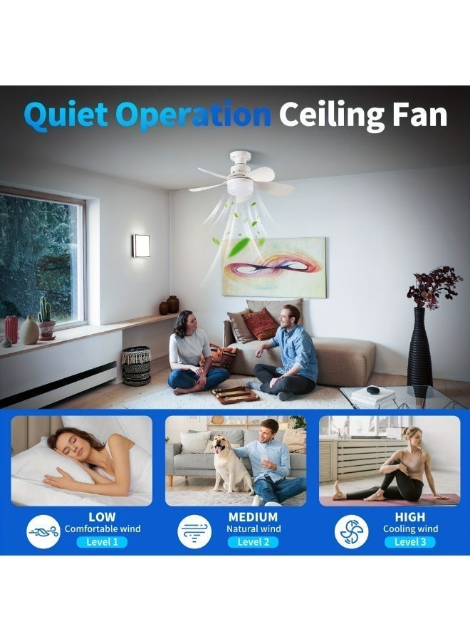 MODI 25W Small Ceiling Fan with Light & Remote | 3-Speed Quiet Fan Lamp Fixture | E27 Socket Easy Install | Adjustable Brightness & 3-Color Ceiling Light Fan for Bedroom, Living Room, Kitchen - Image 2