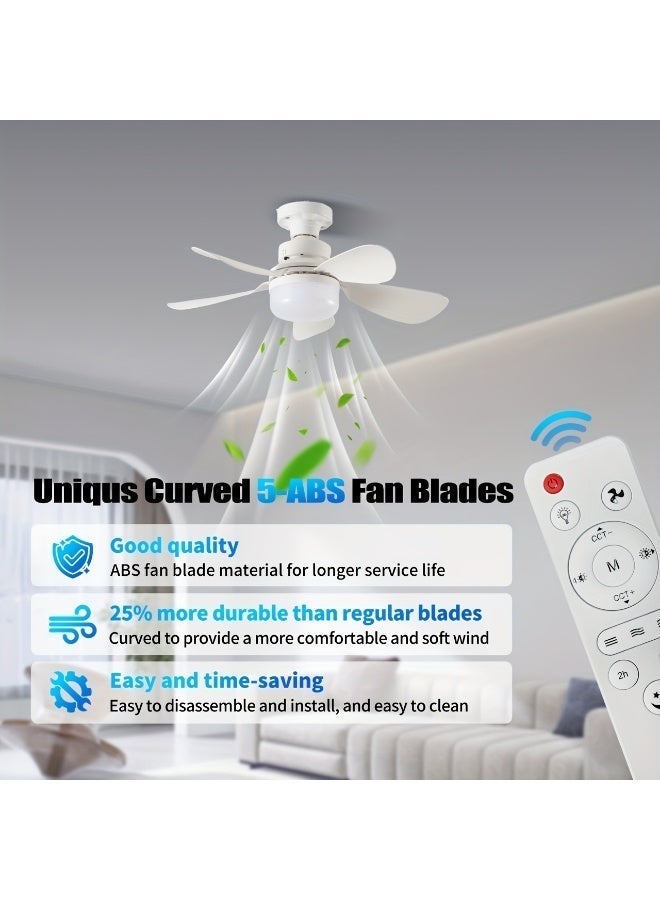 MODI 25W Small Ceiling Fan with Light & Remote | 3-Speed Quiet Fan Lamp Fixture | E27 Socket Easy Install | Adjustable Brightness & 3-Color Ceiling Light Fan for Bedroom, Living Room, Kitchen - Image 5