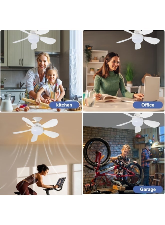 MODI 25W Small Ceiling Fan with Light & Remote | 3-Speed Quiet Fan Lamp Fixture | E27 Socket Easy Install | Adjustable Brightness & 3-Color Ceiling Light Fan for Bedroom, Living Room, Kitchen - Image 3