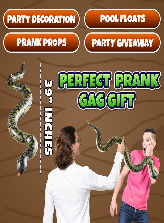 Bedwina Inflatable Snakes (3 Pack) - 39 Inch Blow Up Fake Snake Decorations for Pool Toys, Jungle Party, Safari Theme, Halloween Props & Fun Kids Party Supplies - Image 4
