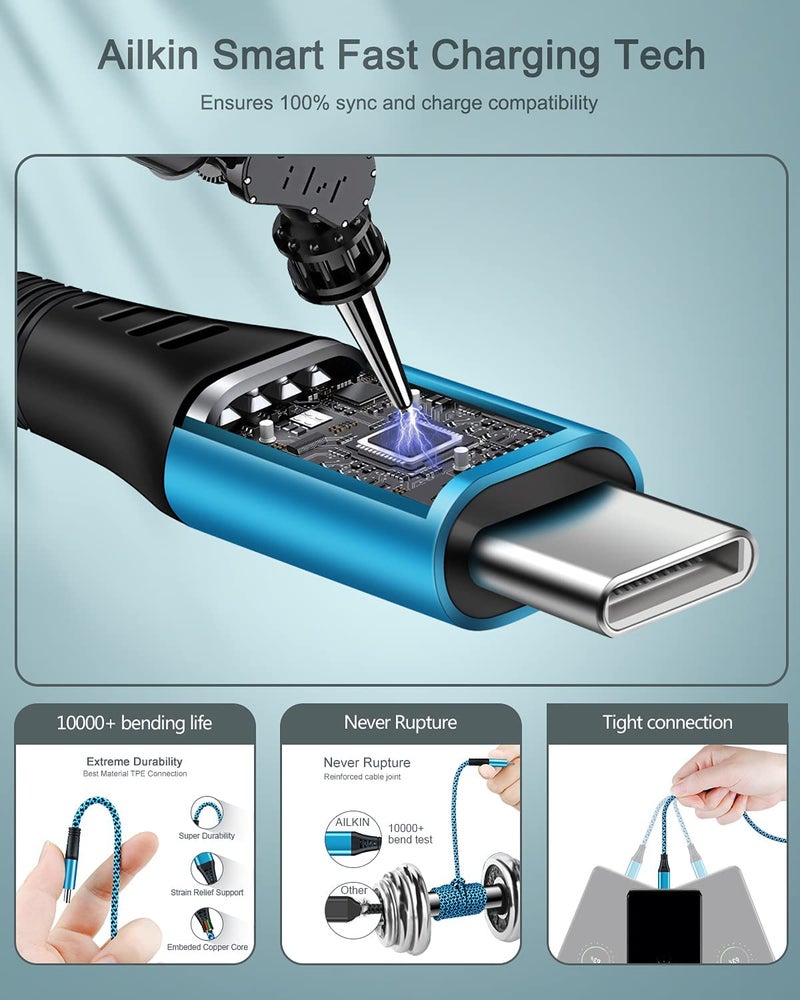 AILKIN USB C /6 3 USB A USB C iPhone 17 Air 15 16 17 Pro Max USB Type C Android Samsung S25 S24 Ultra A17 Google - Image 2