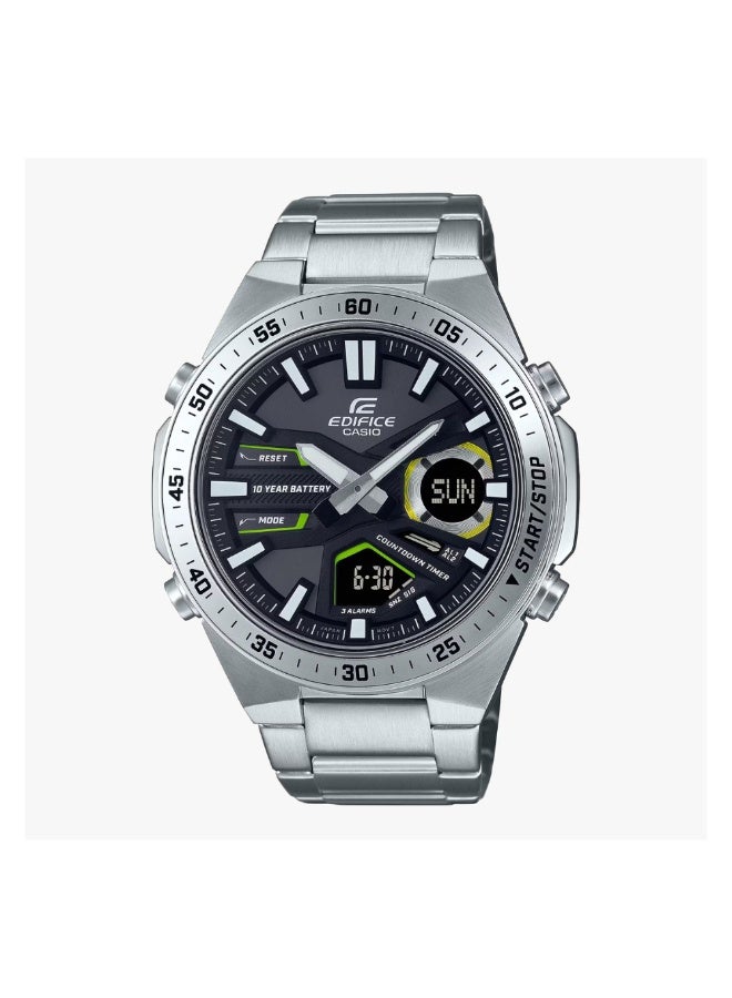كاسيو ساعة كاسيو إدفيس EFV-C110D-1A3VDF للرجال أنالوج رقمية بقرص أسود مع تفاصيل خضراء، سوار ستانلس ستيل، بطارية 10 سنوات ومقاومة للماء حتى 100 متر - Image 1