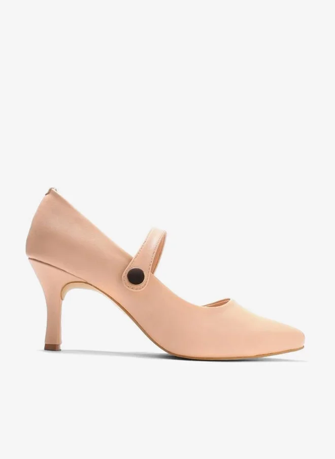 حكايات الأزواج حذاء كعب عالي بمقدمة مدببة وزر كبس