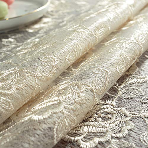 SUTAVIA Lace Tablecloth Embroidered Lace Table Cover for Square Small Table Classic Dustproof Table Protector for Kitchen Dining Room Party Wedding Banquet Home Decoration (Gold, 33"×33") - Image 3