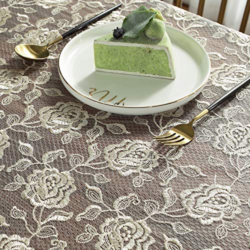 SUTAVIA Lace Tablecloth Embroidered Lace Table Cover for Square Small Table Classic Dustproof Table Protector for Kitchen Dining Room Party Wedding Banquet Home Decoration (Gold, 33"×33") - Image 4
