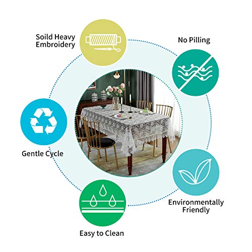 SUTAVIA Lace Tablecloth Embroidered Lace Table Cover for Square Small Table Classic Dustproof Table Protector for Kitchen Dining Room Party Wedding Banquet Home Decoration (Gold, 33"×33") - Image 5