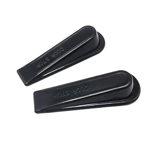 DragonFruitee Heavy Duty Door Stoppers, Rubber Door Wedge Anti-Slip Door Stopper Designed for Most Floor Surfaces - Ideal for Office, Home, Kitchen Door (Pack of 2) - Black - Image 1