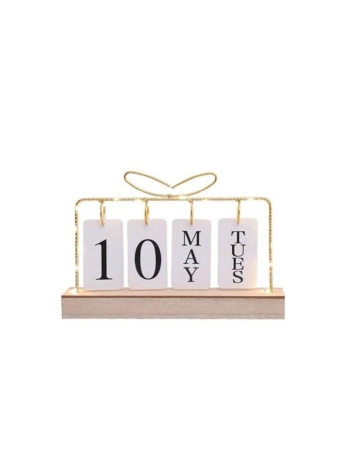 Generic Metal Calender on wooden base with light 