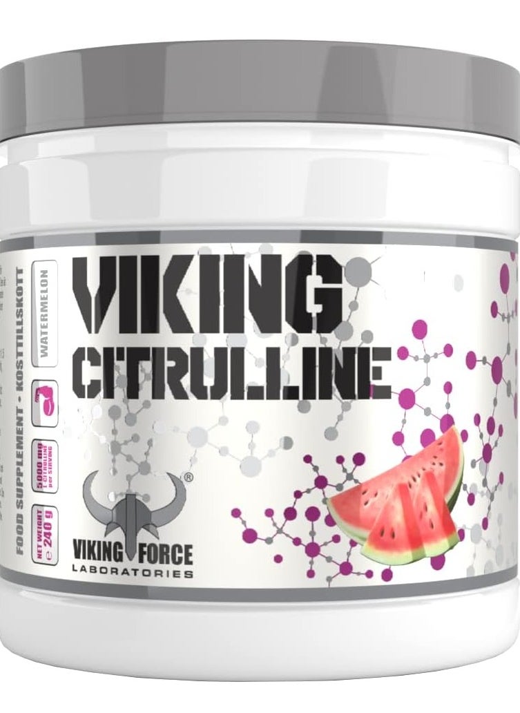 VIKING FORCE LABORATORIES - Viking Citrulline- Watermelon Flavour, 240g, 40 servings, 5000mg L-Citrulline per serving, Helpful to flush out toxins - Image 1