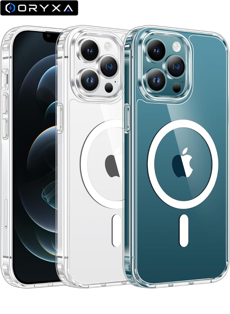 ORYXA iPhone 12 Pro Max Case Cover, Crystal Clear, Compatible with MagSafe, Anti-Yellowing Shockproof Protection, Slim Phone Shell with Strong Magnet for Apple iPhone 12 Pro Max (Clear) - Image 1
