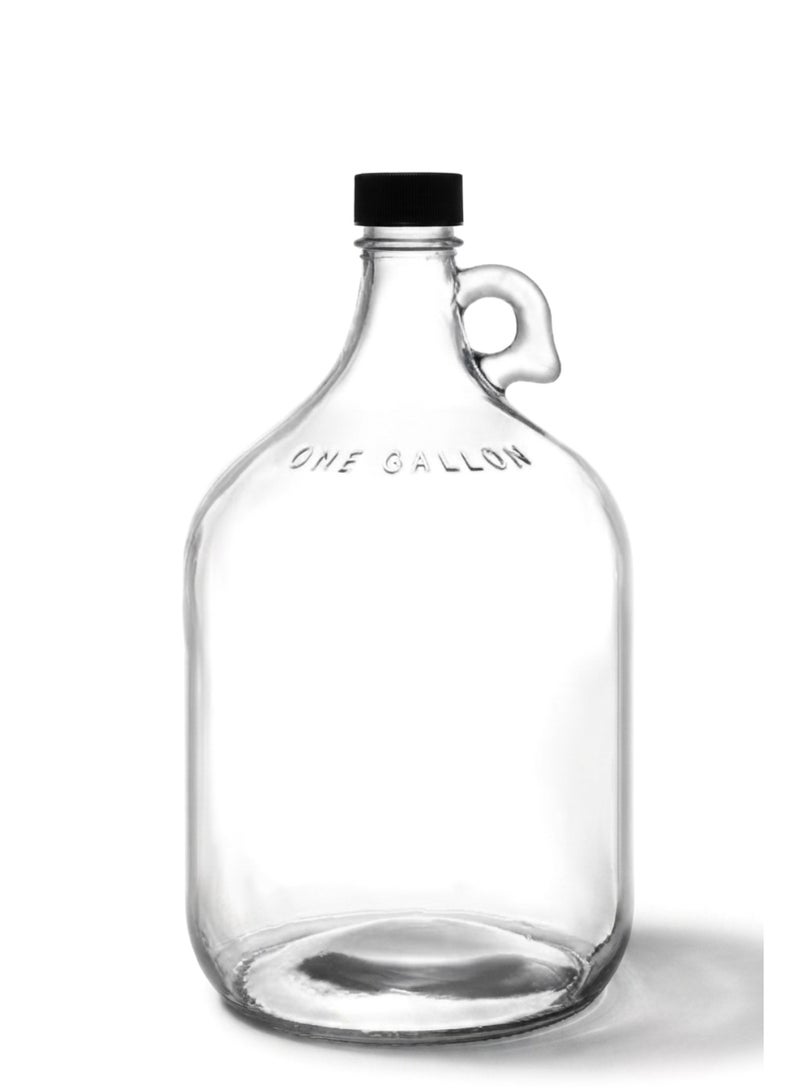 1 Gallon (3.8L) Clear Glass Jug with Finger-Loop Handle - Screw Cap - Water, Juice & Vinegar Storage - Image 1