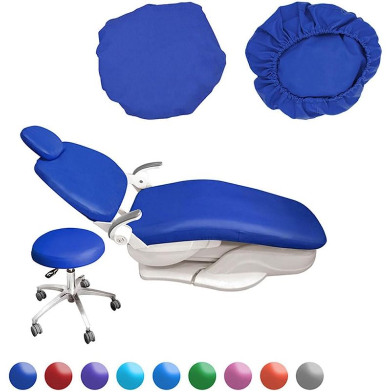 Dental Chair Cover: Dark Blue PU Leather Waterproof Seat Cover - Elastic Protective Cover for Dental Office Supplies - Image 2