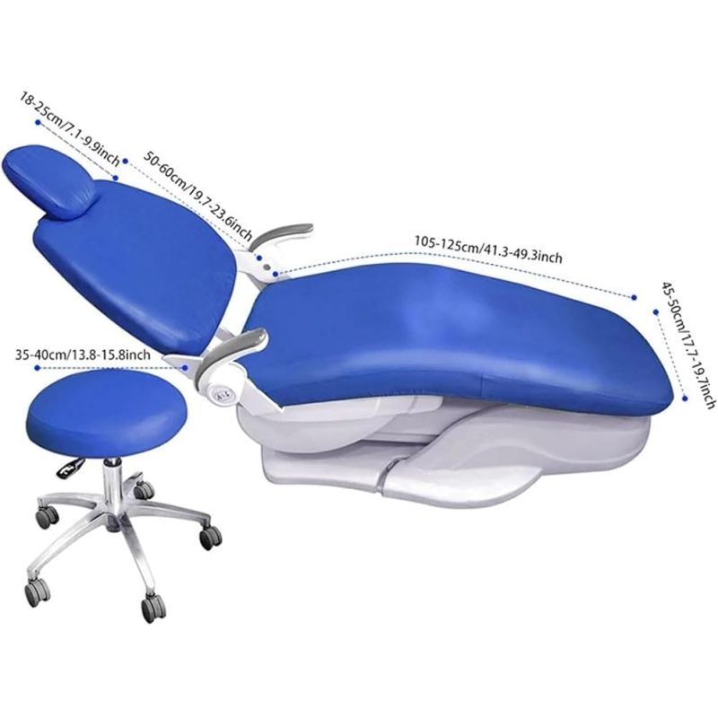 Dental Chair Cover: Dark Blue PU Leather Waterproof Seat Cover - Elastic Protective Cover for Dental Office Supplies - Image 4