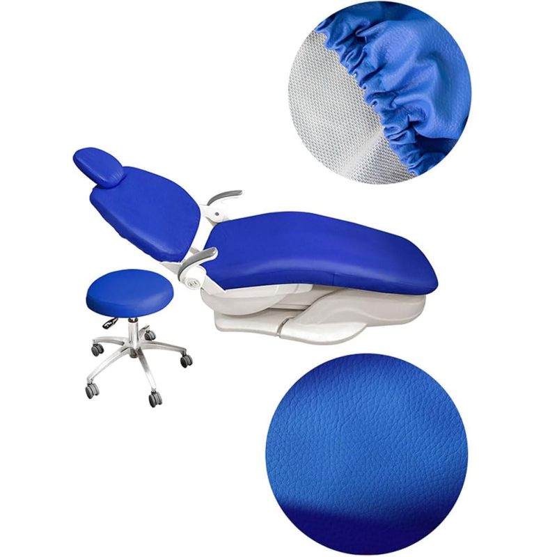 Dental Chair Cover: Dark Blue PU Leather Waterproof Seat Cover - Elastic Protective Cover for Dental Office Supplies - Image 3