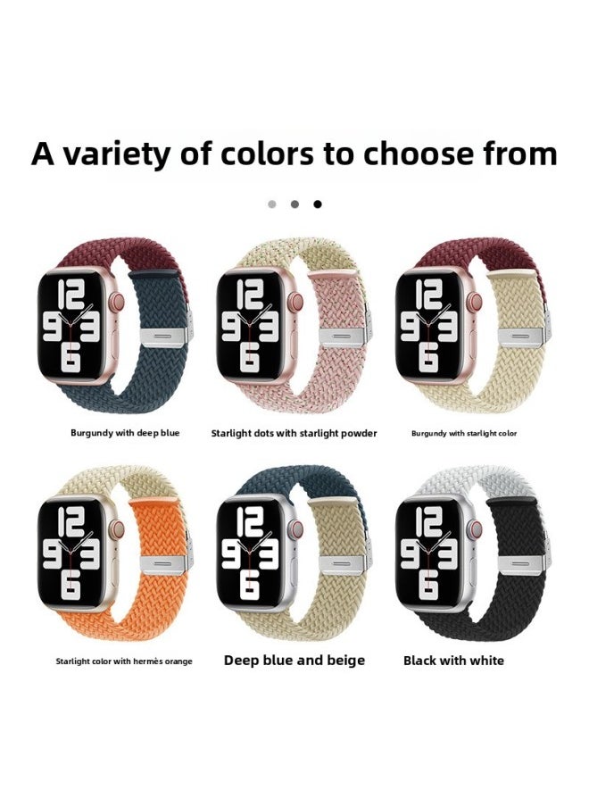Generic - Suitable For AppleWatch For Iphone 89 Generation Nylon Woven Elastic Buckle Adjustment Color Matching Smart Strap-Color:Rock Green Spell Fog Purple-Specifications:22mm General Purpose - Image 1