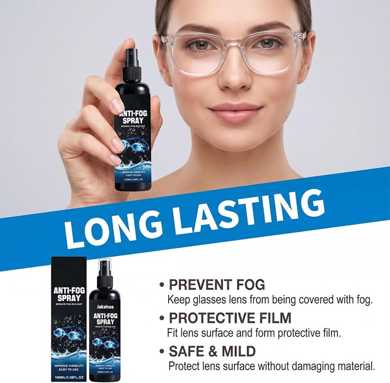 Goreem Fog Resistant Spray, Anti-Fog Spray for Snorkeling & Diving Masks, Swim Goggles & Eyeglasses, 100ml Lens Cleaner, Defogger for Clear Vision - Image 2
