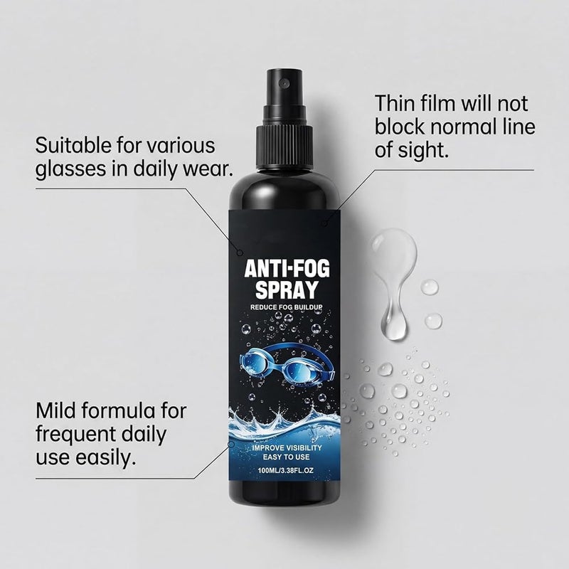 Goreem Fog Resistant Spray, Anti-Fog Spray for Snorkeling & Diving Masks, Swim Goggles & Eyeglasses, 100ml Lens Cleaner, Defogger for Clear Vision - Image 3