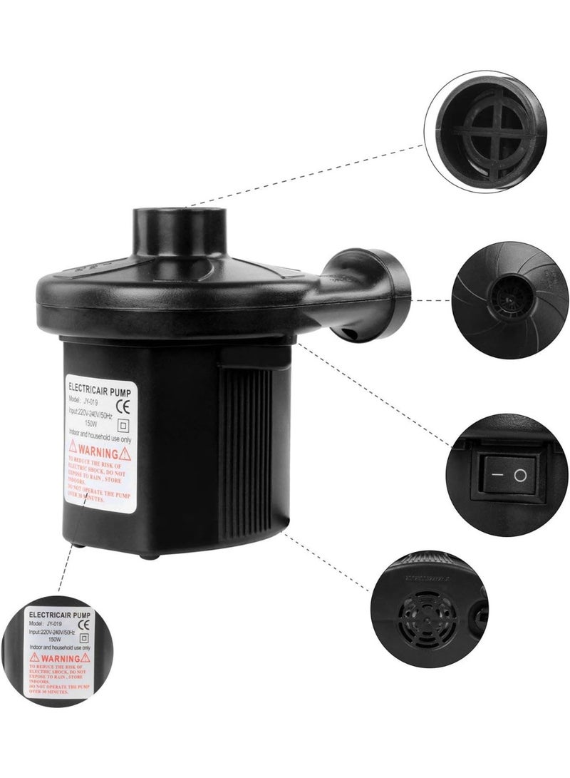 Electric Air Pump with 3 Nozzles, 2 in 1 Car Mounted Electric Air Pump, Portable Fast Inflation and Deflation Pump for Outdoor Camping, Inflatable Mat, Air Bed, Boat, Swimming Ring - Image 4