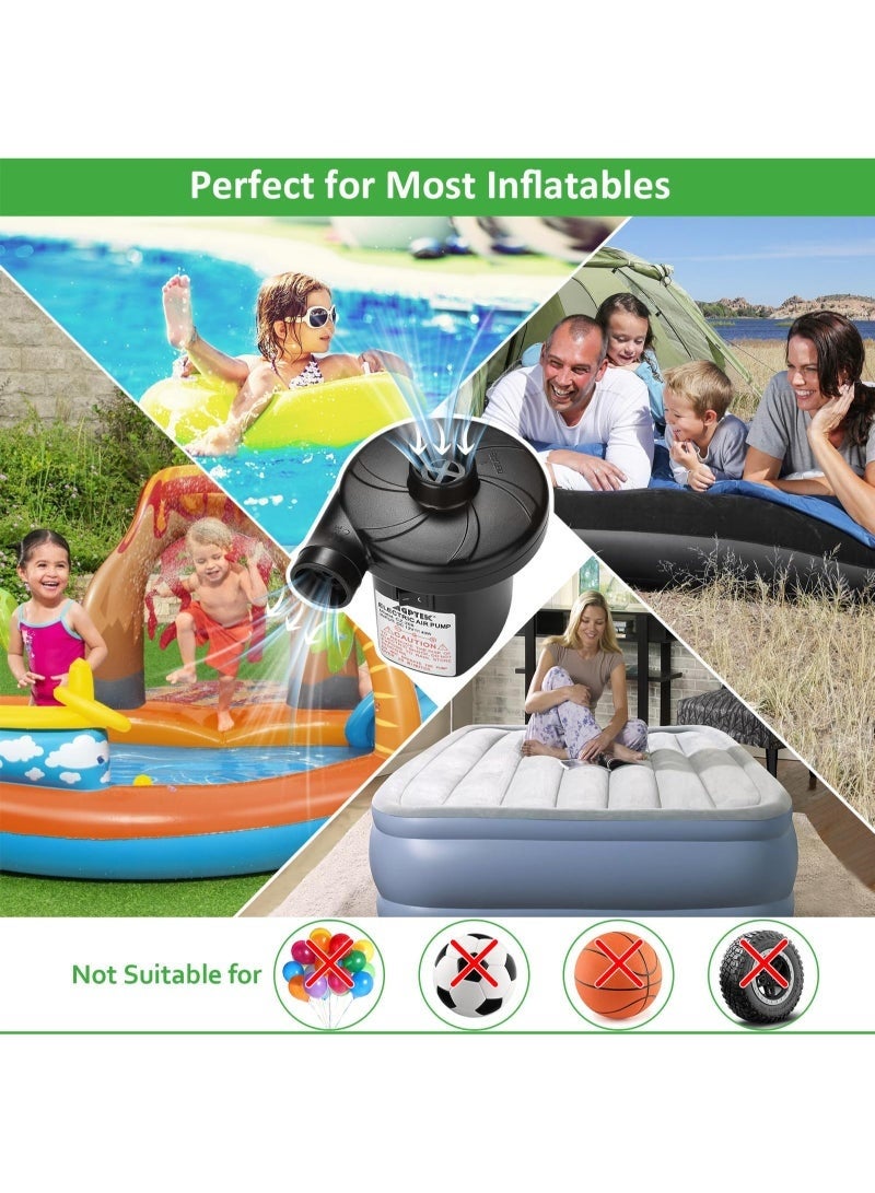 Electric Air Pump with 3 Nozzles, 2 in 1 Car Mounted Electric Air Pump, Portable Fast Inflation and Deflation Pump for Outdoor Camping, Inflatable Mat, Air Bed, Boat, Swimming Ring - Image 5