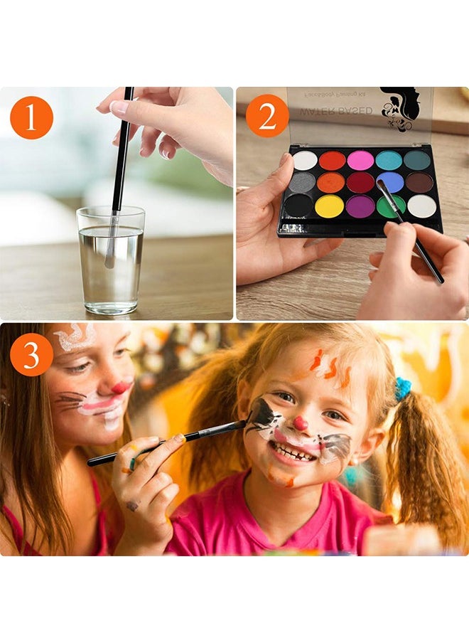 Poetry Gifts - Face And Body Painting Kit For Kids, Professional Nontoxic Face Paint 15 Colors Kit With 2 Brushes, Body Makeup Paint Hypoallergenic Water Based Paints For Party Cosplay - Image 1
