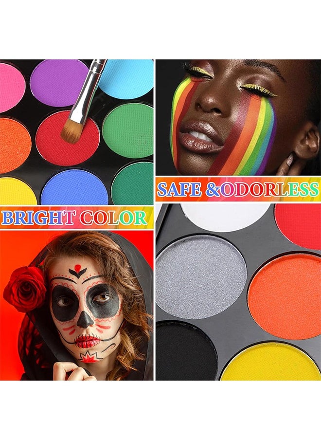 Poetry Gifts - Face And Body Painting Kit For Kids, Professional Nontoxic Face Paint 15 Colors Kit With 2 Brushes, Body Makeup Paint Hypoallergenic Water Based Paints For Party Cosplay - Image 1